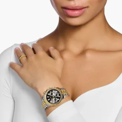 Store Uhr Divine Chrono mit Zifferblatt in Schwarz gelbgoldfarben Damen Uhren|Damenuhren